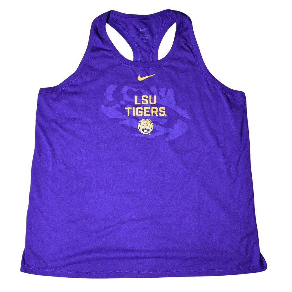 Nike Women's LSU Tigers Logo Racerback Tank Top Size XXL Purple Yellow NCAA NEW